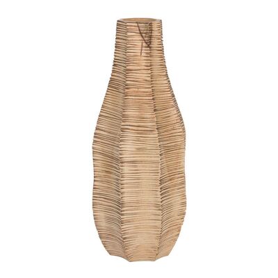 Tall Wicker Effect Wooden Vase