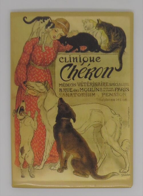 Fridge Magnet Paris affiche clinique Cheron cats dog