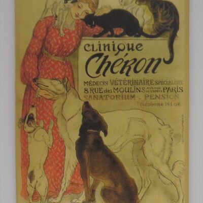 Imán de nevera Paris affiche clinique Cheron gatos perro