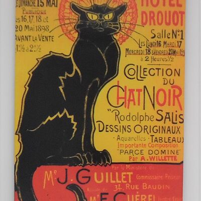 Fridge Magnet Paris affiche chat noir / black cat / with text -Steinlen