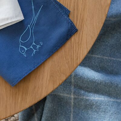 Embroidered sea blue handkerchief