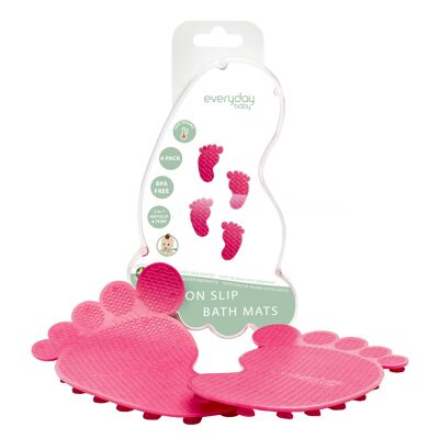 Water Hero-Rose rutschfeste Badematte im 4er-Pack