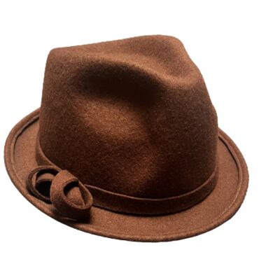 Brown ribbon trilby with bow T 57