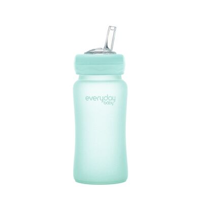Baby bottle with mint green anti-drip straw - 240ml
