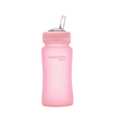 Baby bottle with powder pink anti-drip straw - 240ml