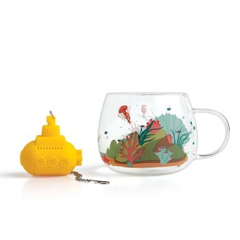 UNDER THE TEA - tasse en verre et infuseur à thé sous marin - cadeau - tea time 3