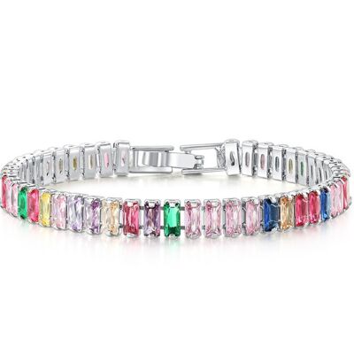 Ladies bracelet silver | rainbow | Copper Alloy | 17 cm