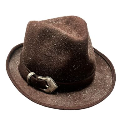 Brown sequin trilby T 56