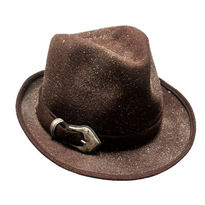 Brown sequin trilby T 56