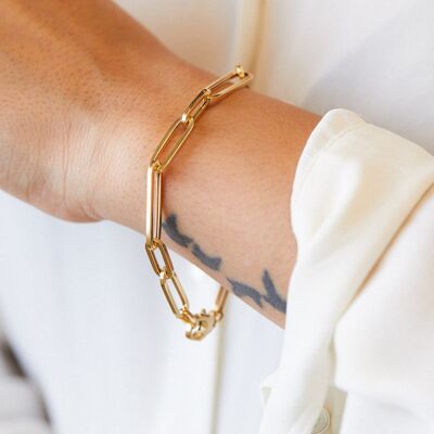 link bracelet ladies | gold | stainless steel | 18 cm
