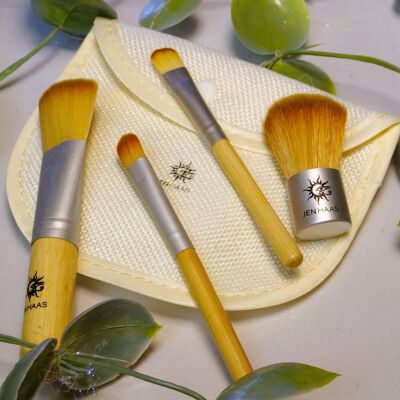 Set of 4 travel size bamboo makeup brushes