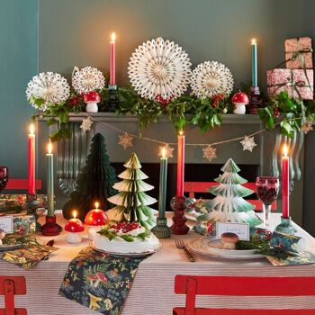 Décorations de table de sapin de Noël en nid d'abeille rouge et vert 10