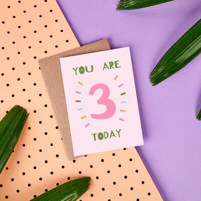 3rd Birthday "You Are 3 Today" Greeting Card