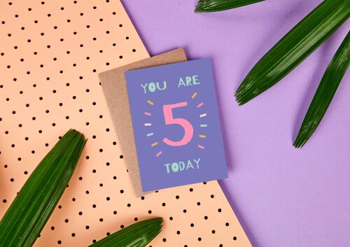 5th Birthday "You Are 5 Today" Greeting Card