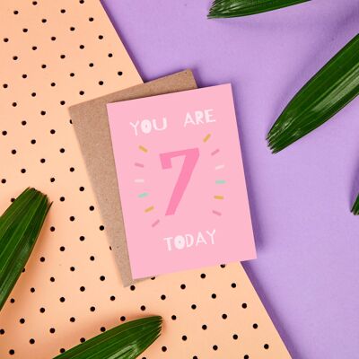 7th Birthday "You Are 7 Today" Greeting Card