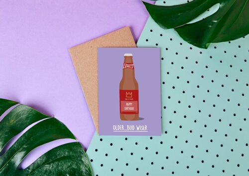 Budweiser Card "Older, Bud Wiser" Birthday Card - Beer