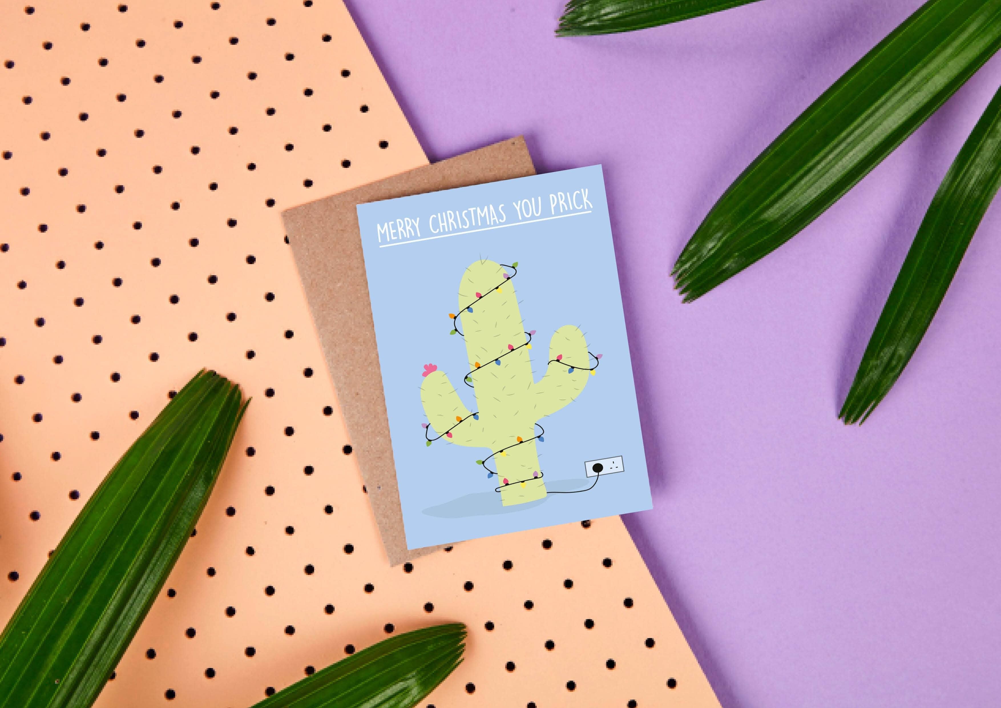 Carte de Noël Cactus "Merry Christmas You Prick" - Drôle