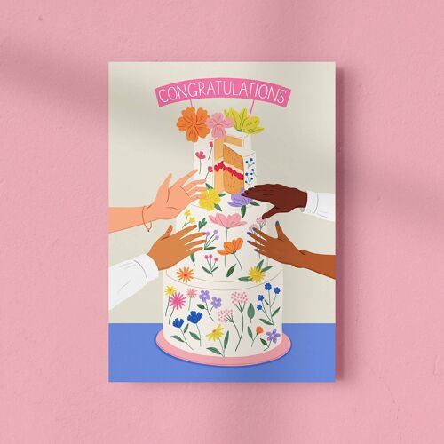 Congratulations Wedding Cake Card - Amelia Flower