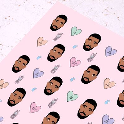 Drake Wrapping Paper- Celebrity gift wrap- Drake- Pink- Cute