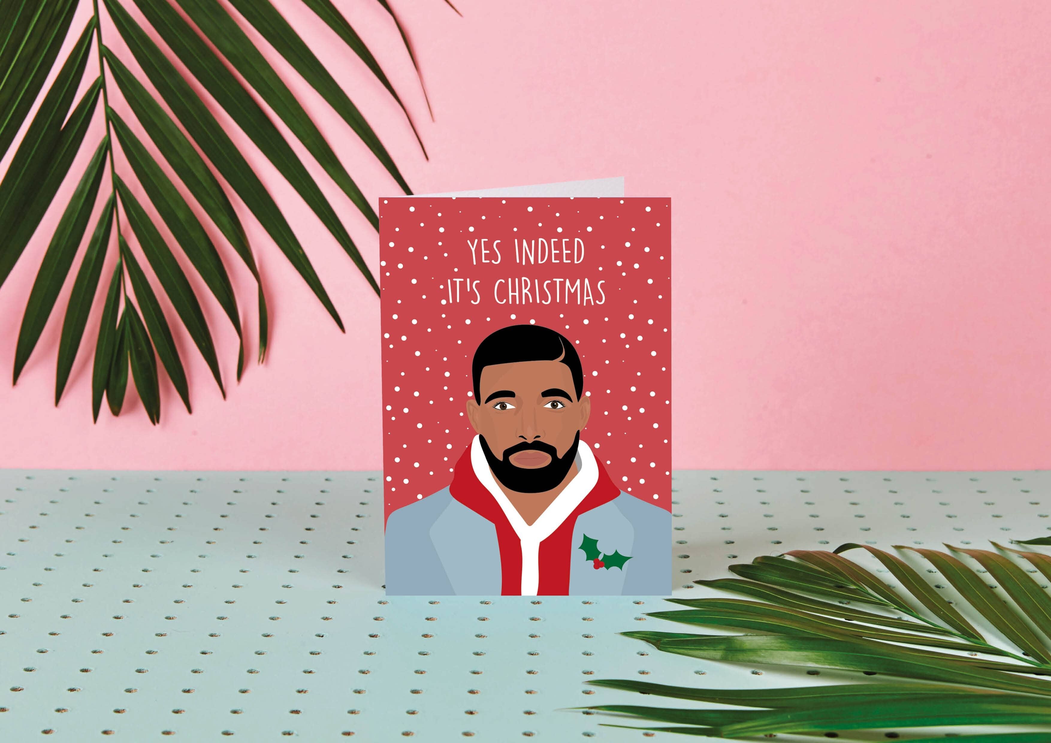 Drake Yes Indeed-Christmas Card- Drake- Celeb- snowing- fun