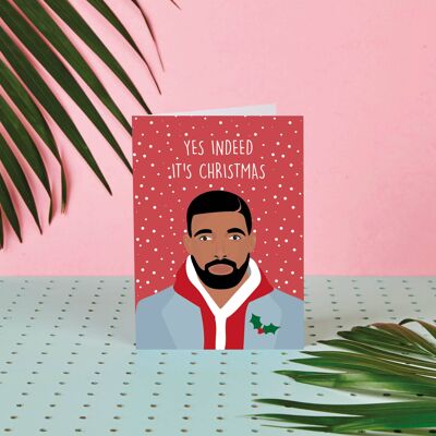 Drake Yes Indeed-Christmas Card- Drake- Celeb- snowing- fun