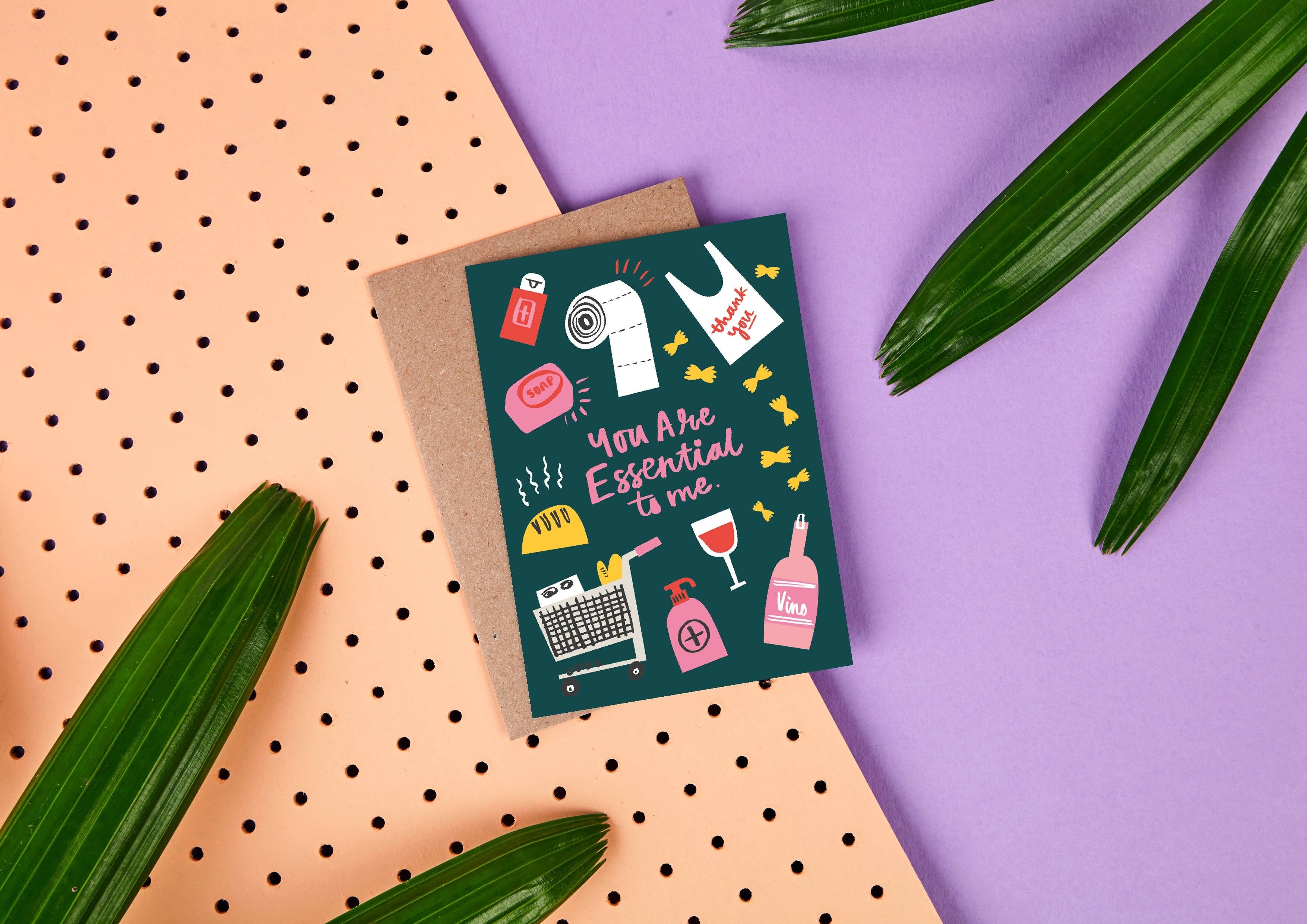 Artículos esenciales- Tarjeta de felicitación- Amor- Diversión- Amistad- Lindo