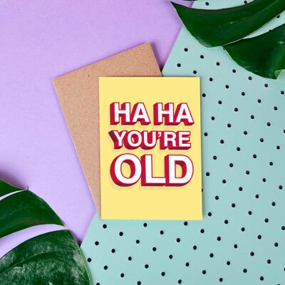 Ha Ha You're Old - Birthday Card - Rude - Funny - Greeting
