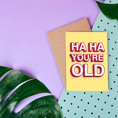 Ha Ha You're Old - Birthday Card - Rude - Funny - Greeting