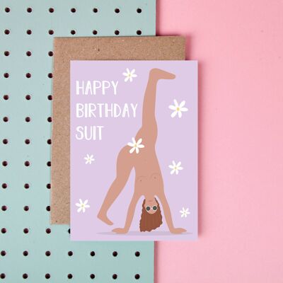 Happy Birthday Suit- Birthday Card- Girly- Funny- Floral