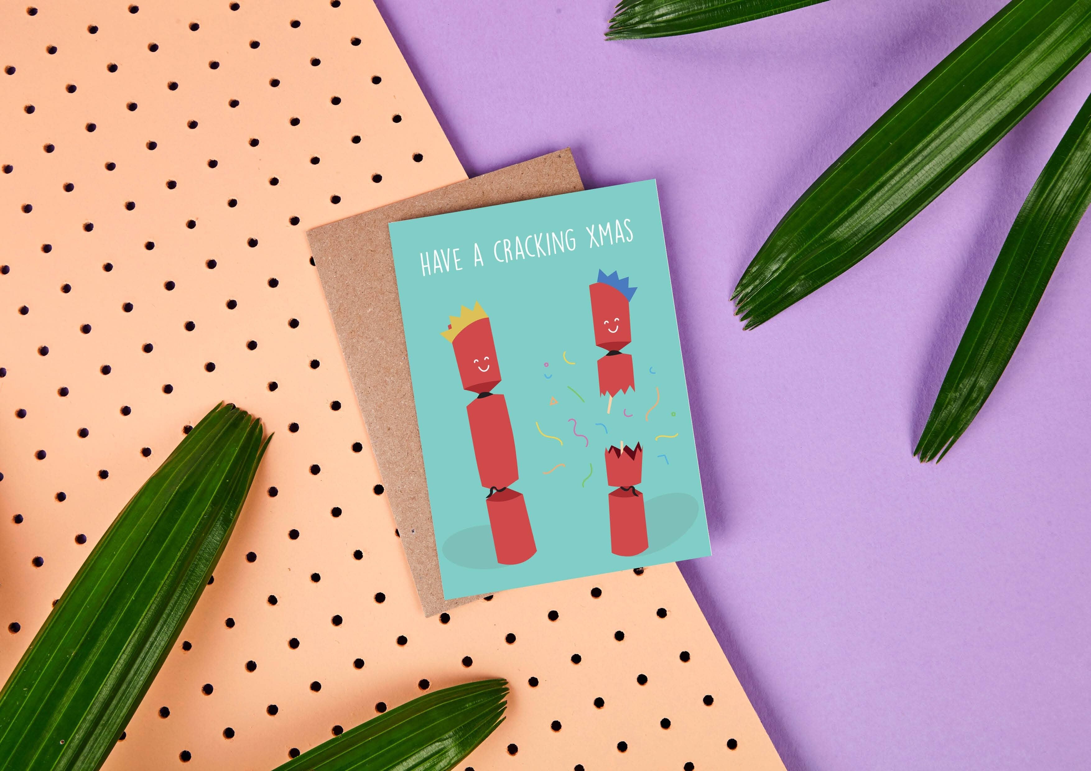 Avere un cracker di Natale-cartolina di Natale-divertimento-cracker