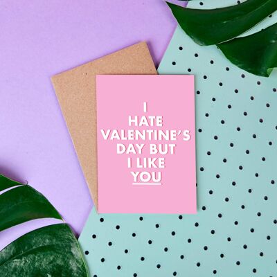 I Hate Valentines Day But I Like You - Love Card - Valentine