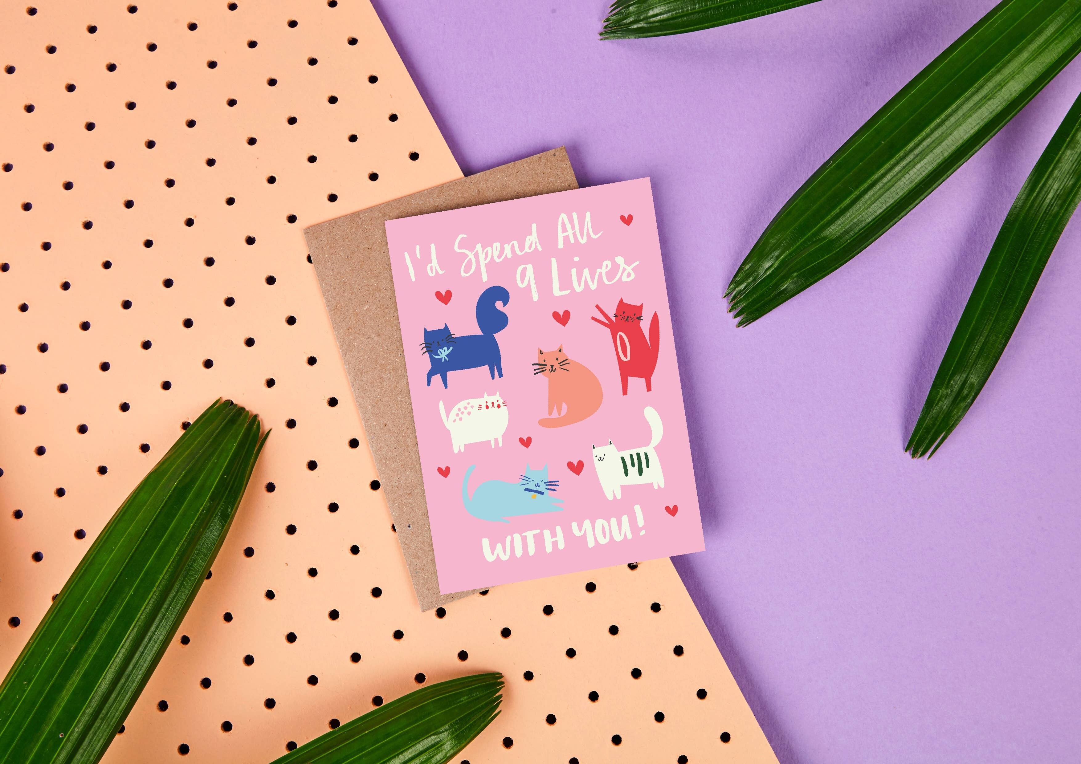 Je passerais les 9 vies avec toi - Chats-cartes de la Saint-Valentin