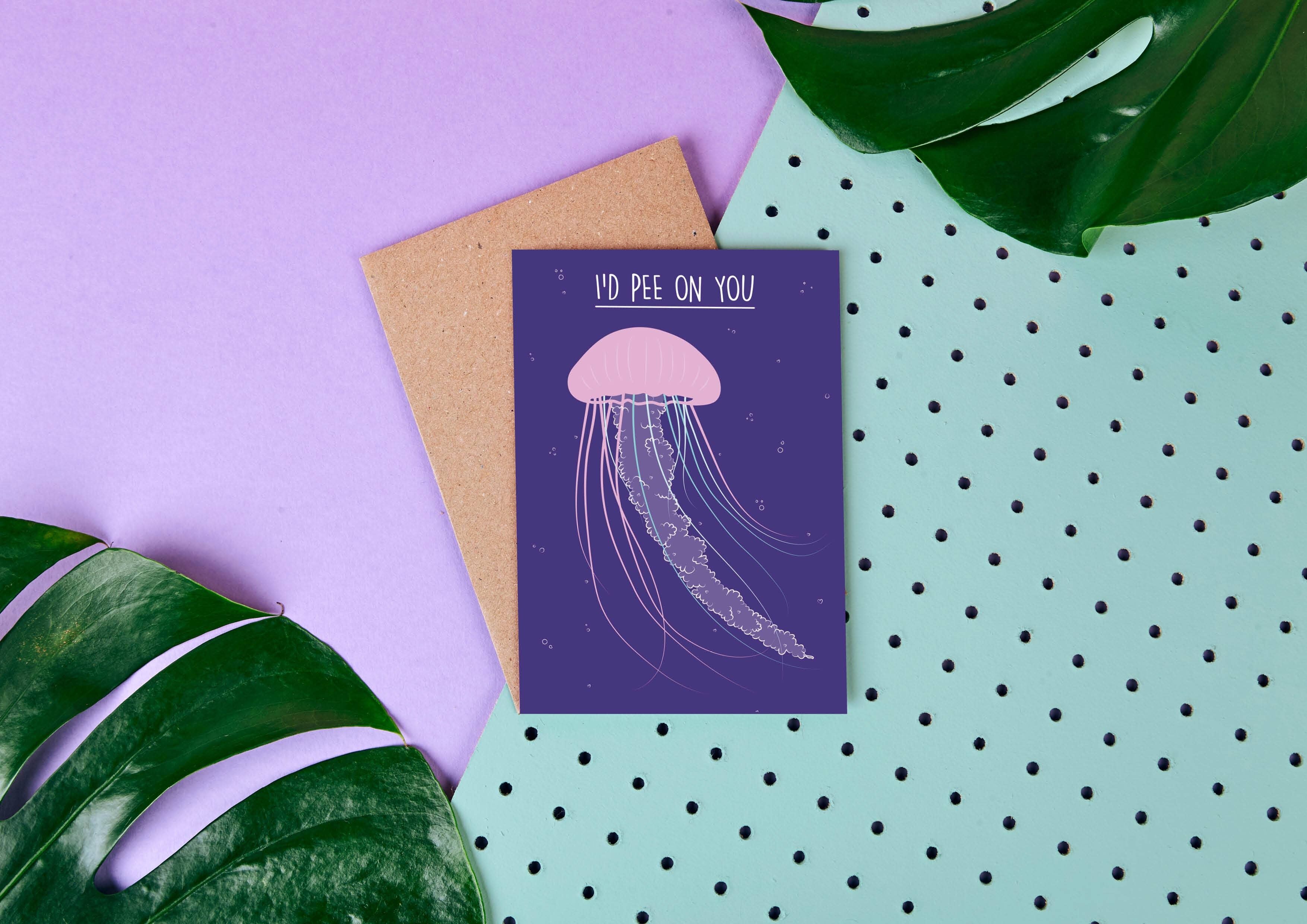 Jelly Fish Id Pee On You-Biglietto Di Auguri-Divertente-Amore