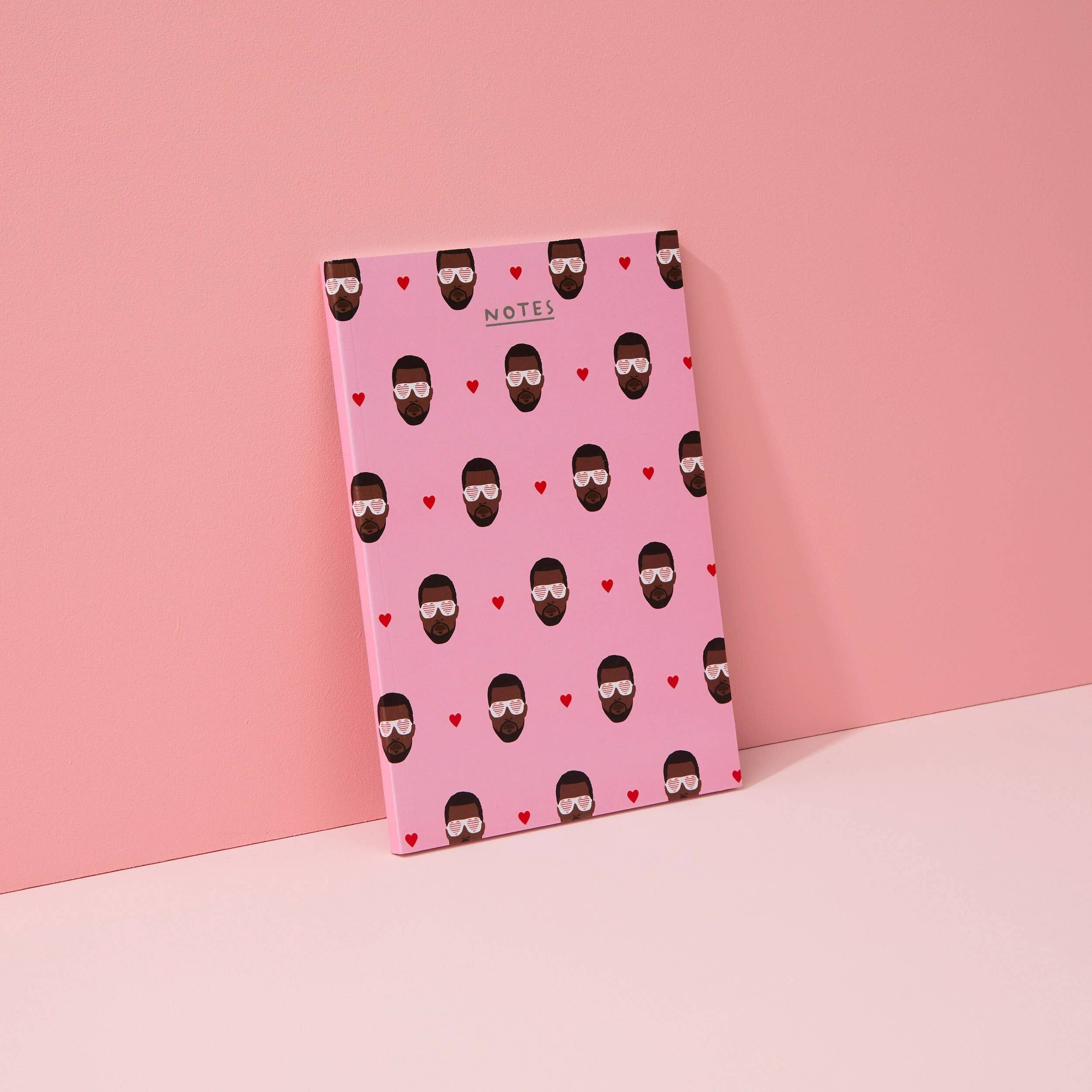 Kanye West Notebook- Celebrity Notepad- Hearts- Paper goods
