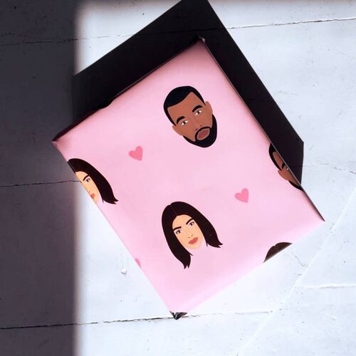 Kim & Kanye Wrapping Paper- Celeb gift wrap- presents-Cute