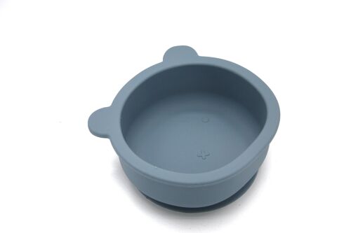 Bear Silicone Bowl Smokey Blue with spoon