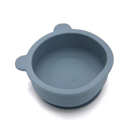 Bear Silicone Bowl Smokey Blue with spoon