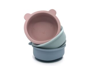 Bol en silicone Bear Smokey Blue avec cuillère 3