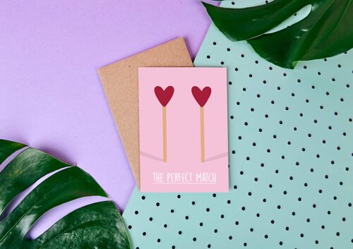 Matches The Perfect Match- Cute Valentines Day Card- love