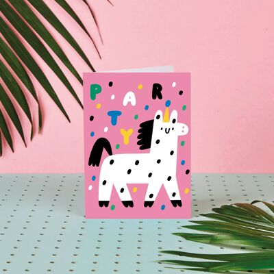 Party Animal- Birthday Card- Lama-Pink- Confetti- celebrate