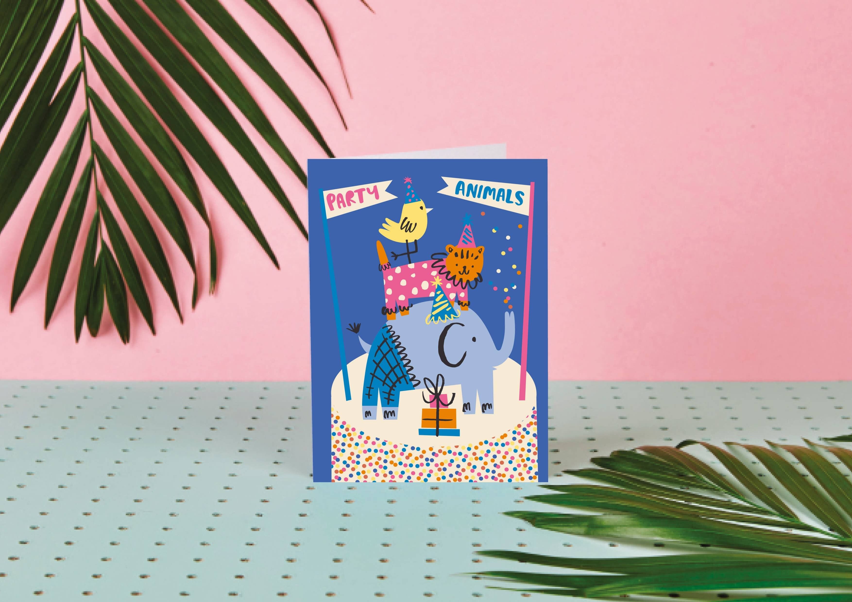 PARTY ANIMALS - GREETING CARD - STATIONERY - CHILDREN'S CARD