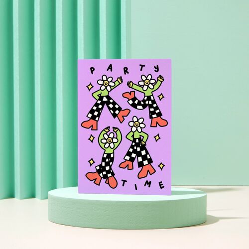 Party Time - Birthday Card - Fun - Disco - Greeting Card