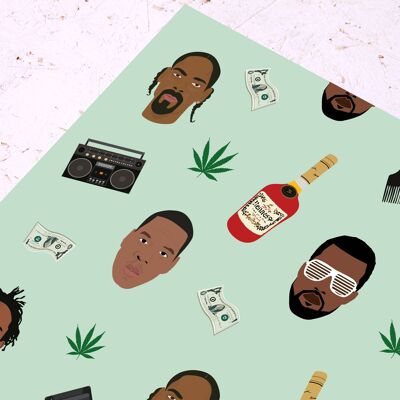 Rapping Paper- Celebrity Wrapping Paper- Presents-Fun-Rapper