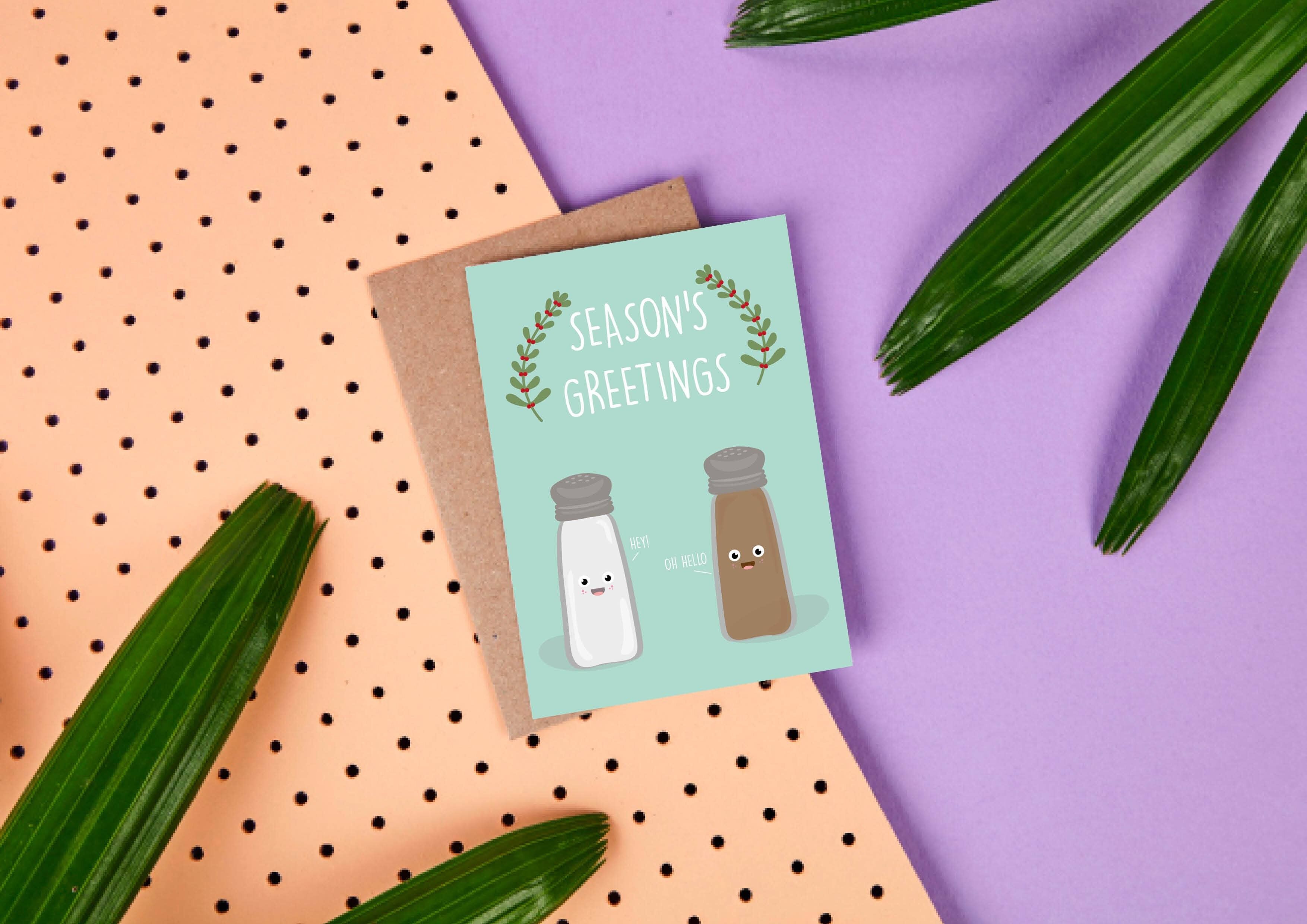 Salt & Pepper Seasons Greetings- Tarjeta de Navidad- Amor