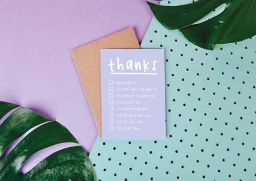 Thanks Checklist - Thank You Card - Greeting Card - Thanks