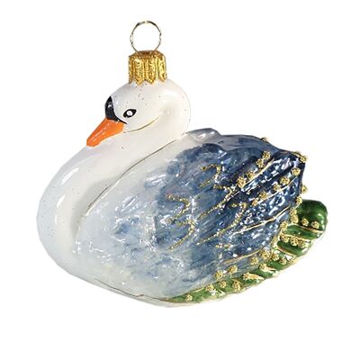 Adorno navideño - Cisne azul