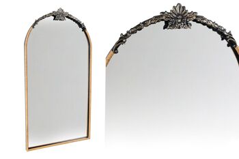 MIROIR MÉTAL/ROTIN AVEC GUIRLANDE HM858 1