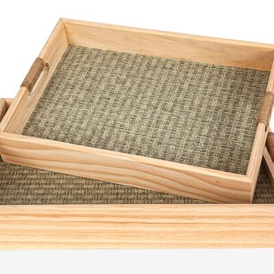 SET OF 2 RECT WOODEN TRAYS. HM8576