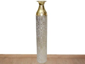 VASE MÉTAL DORÉ/BEIGE 15X15X89CM HM8654 2