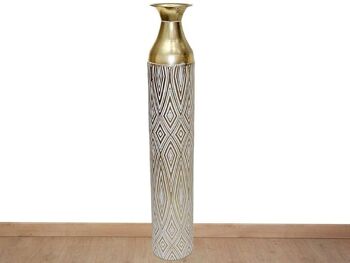 VASE MÉTAL DORÉ/BEIGE 15X15X89CM HM8654 1